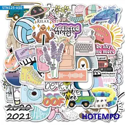Lot de 50 autocollants colorés pour Scrapbook, étiquette Scrapbook mixte, Style Simple et frais, mignon INS, paquet pour téléphone, ordinateur portable, bagages, papeterie 
