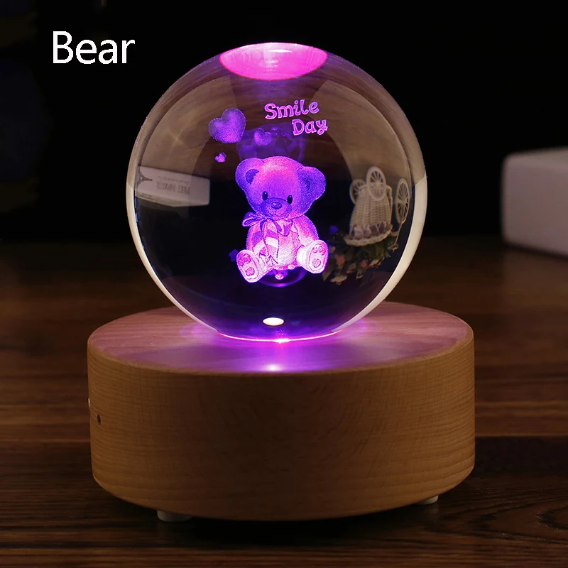 Aqumotic Bluetooth Музыкальная Шкатулка 1 шт. Galaxy Clover Одуванчик Лось Свинья медведь Музыкальные шкатулки с Bluetooth дешевые красочные свет ночь - Цвет: bear