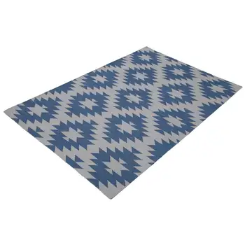 

112x164 Cm Blue Handmade Dhurrie Rug-4x5 Ft