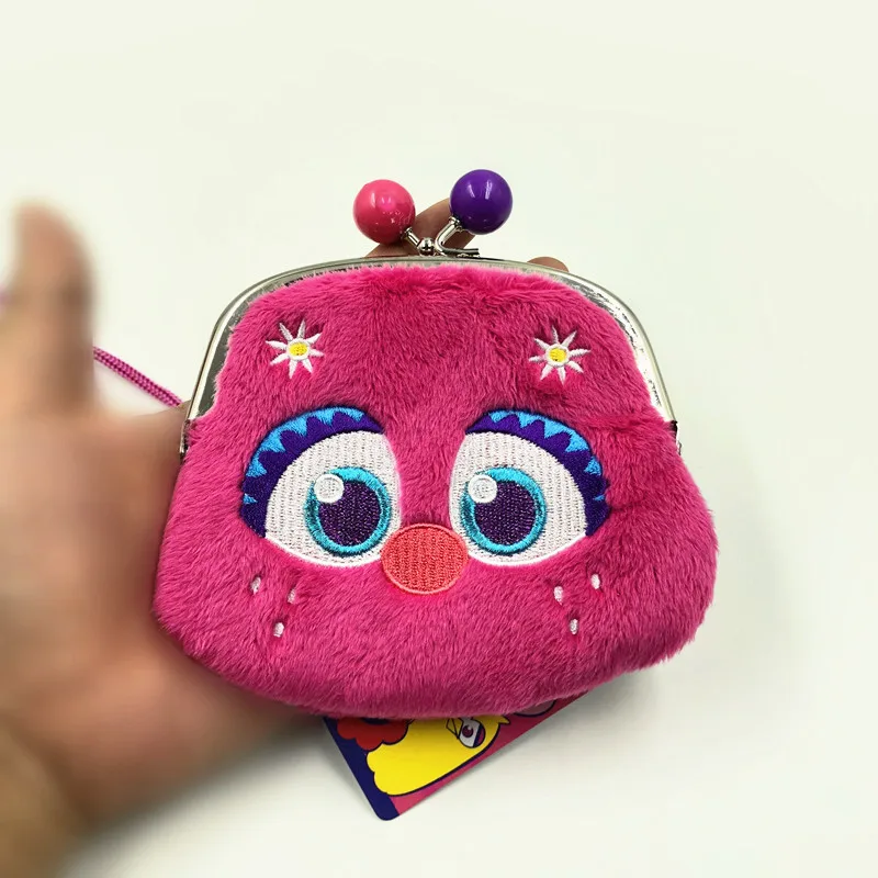 1PC Lovely Cartoon Embroidery Animal Plush Coin Purses Unisex Wallet Shoulder Bags Plush Bag - Цвет: purple