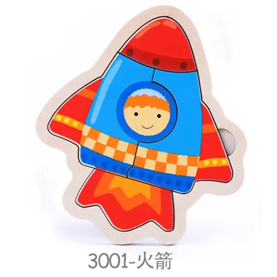 rocket Деревянные детские Мультяшные животные движения трехмерные головоломки детские образовательные силы головоломки игрушки нерегулярные - Цвет: rocket