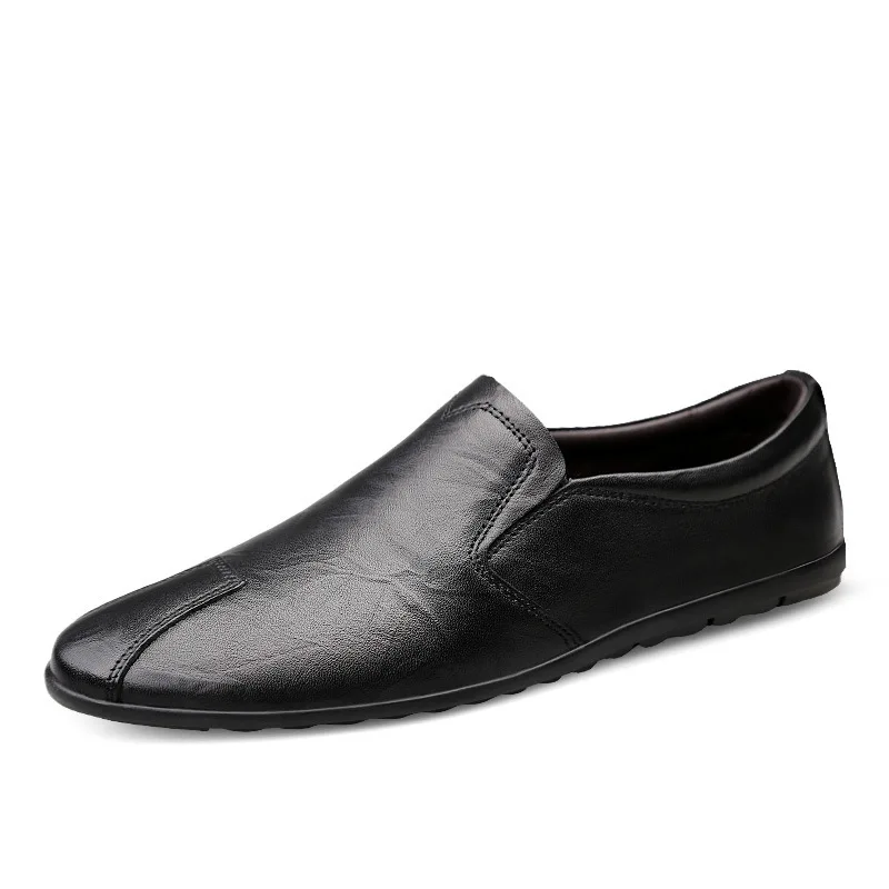 

19 Summer New Style Men First Layer Genuine Leather Moccosins Foot Covering Slip-on Loafers Large Size MEN'S Casual Shoes