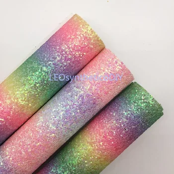 

1 YARD Synthetic Letaher, Rainbow Chunky Glitter Leather For DIY Accessories 7S35G