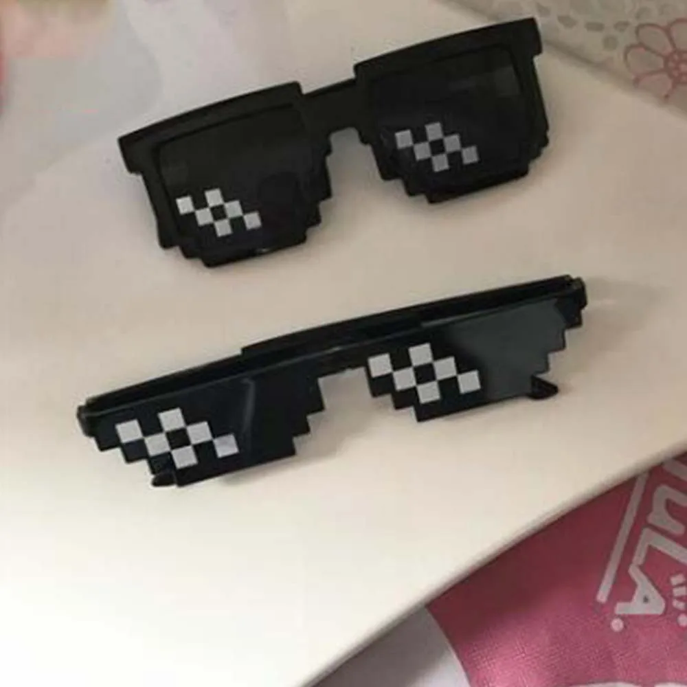 New Mosaic Sunglasses Trick Toy Thug Life Glasses Deal With It Glasses Pixel Women Men Black Mosaic Sunglasses Funny toy
