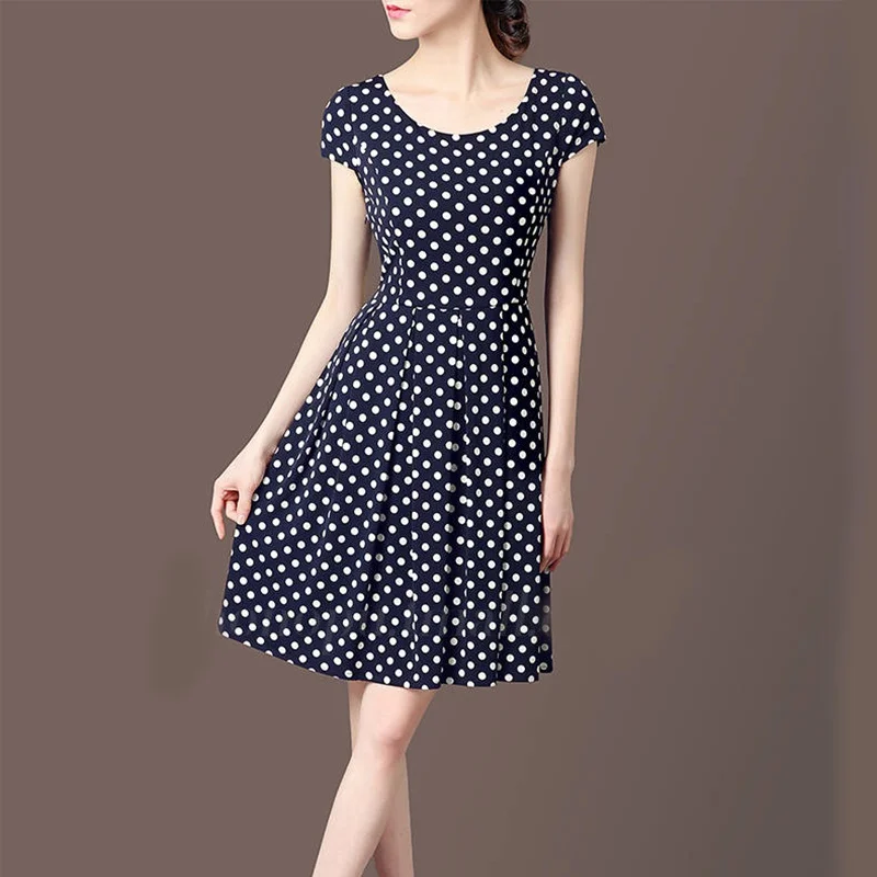 Черно-белое винтажное платье в горошек летние женские цветочные принты ...