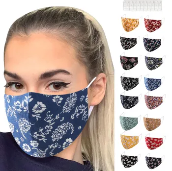 

20PCS Filter Fashion Washable Reusable Mask Anti Pollution Mouth Respirator Dust Face Mask Fabric Cotton Unisex Mouth Muffle