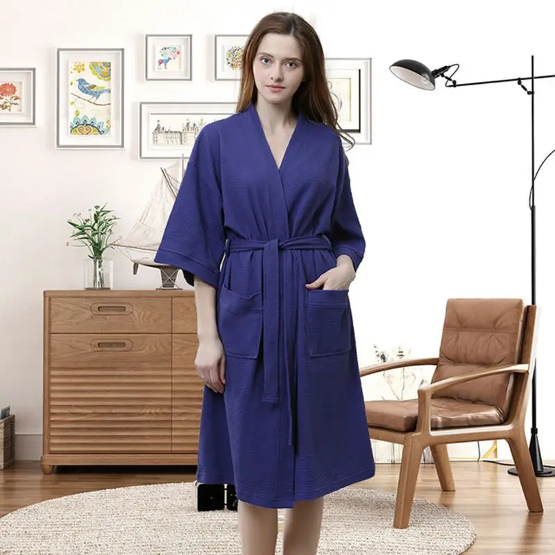women navy blue Ночная рубашка, парная Пижама, парящая одежда, халаст Банни, кружевная ночная сорочка, полотенце, банные халаты, мужской модный халат - Цвет: women navy blue