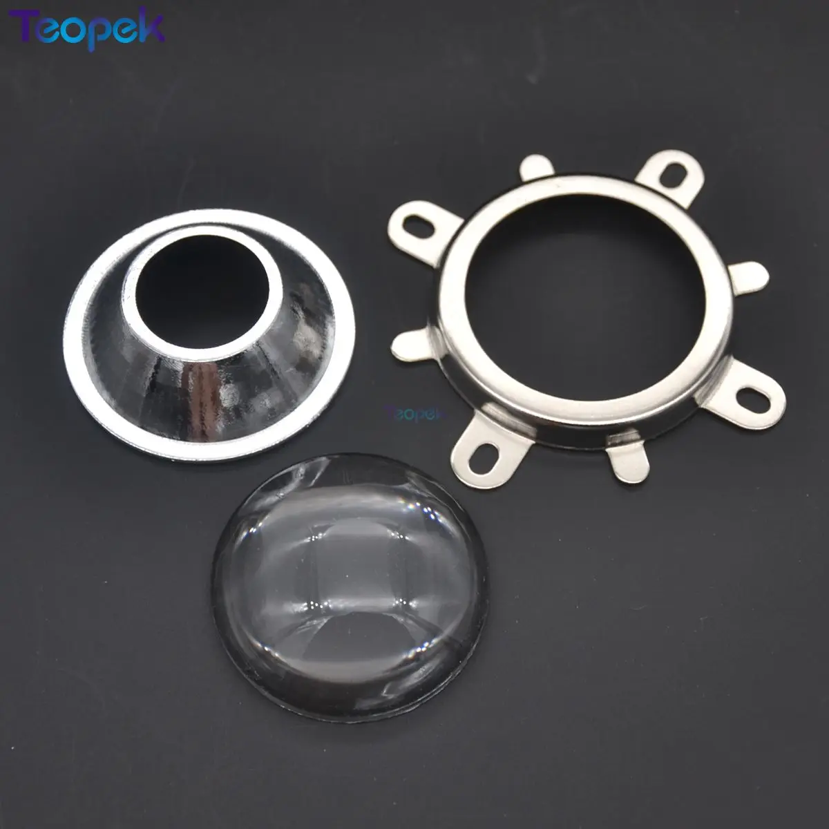 

44mm LED Lens set 60 or 120 degree Lens + Round Hole Reflector Collimator + Fixied Bracket 3 in 1 Kit for COB LEDs