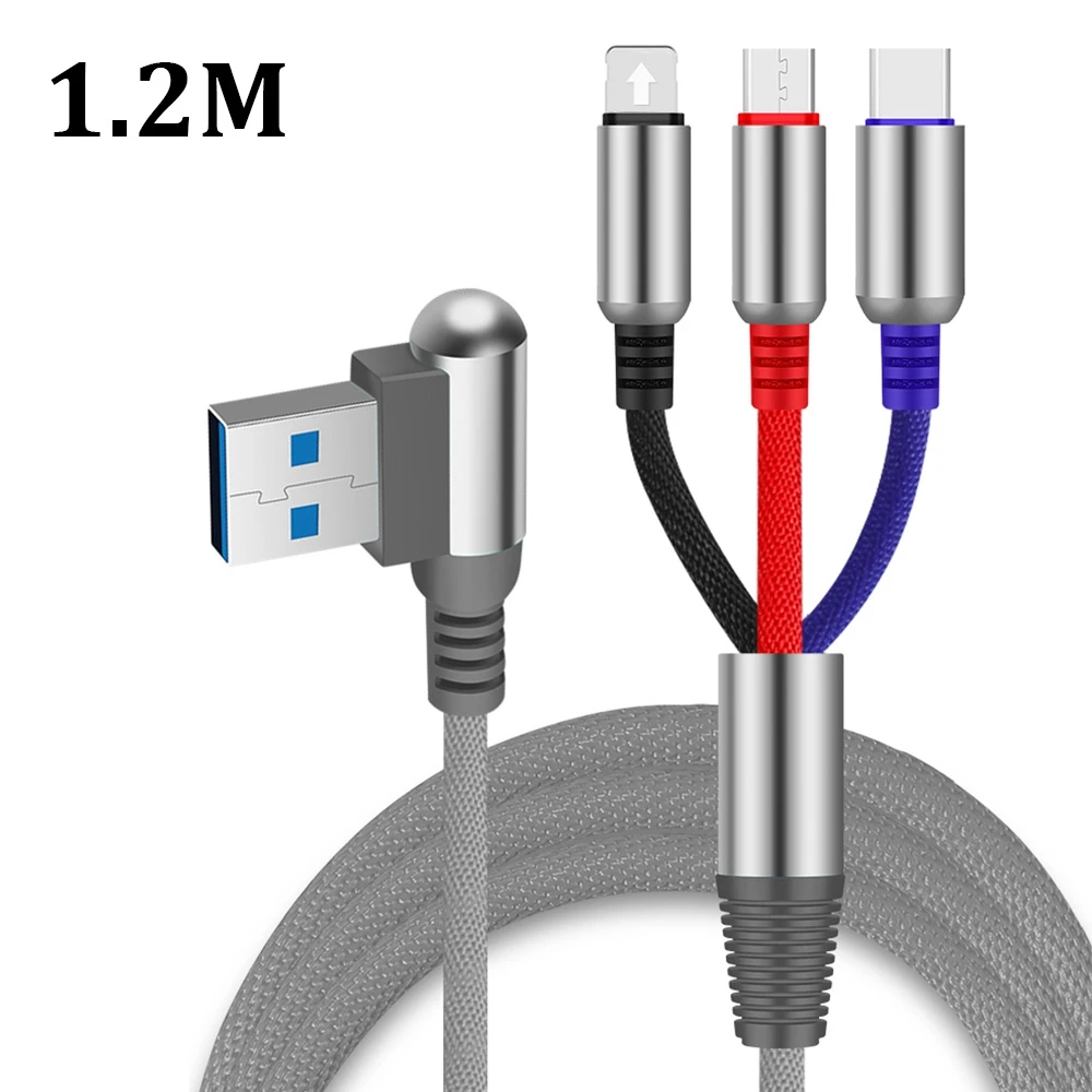 3 в 1 Локоть быстрой зарядки USB кабель Micro USB 2A Тип C кабель для samsung для huawei 90 градусов USB кабель для iPhone USB шнур