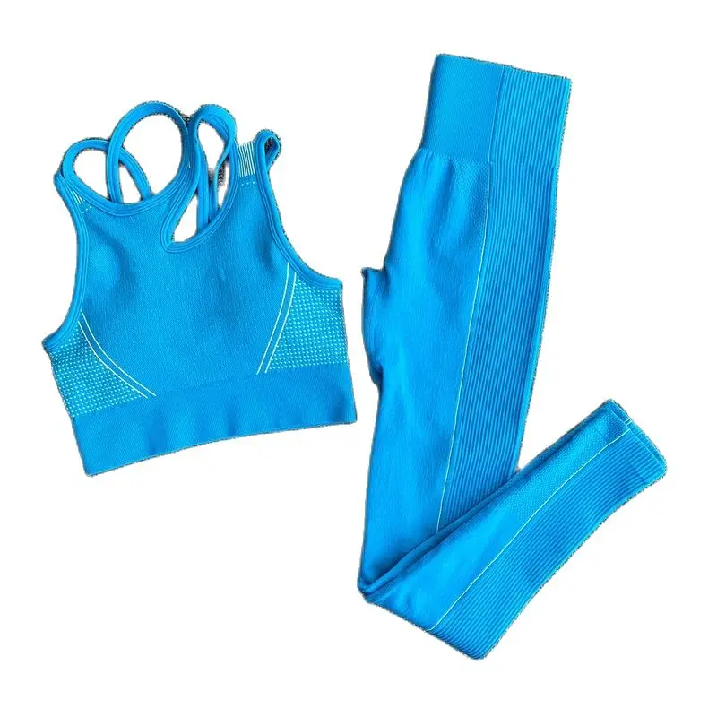 Женский бесшовный комплект для йоги из 2 предметов спортивный бюстгальтер +
