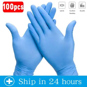 

100pcs Blue Long Nitrile Disposable Gloves Oilproof Disposable Latex Gloves Guantes Desechables Home Kitchen Clean Accessories