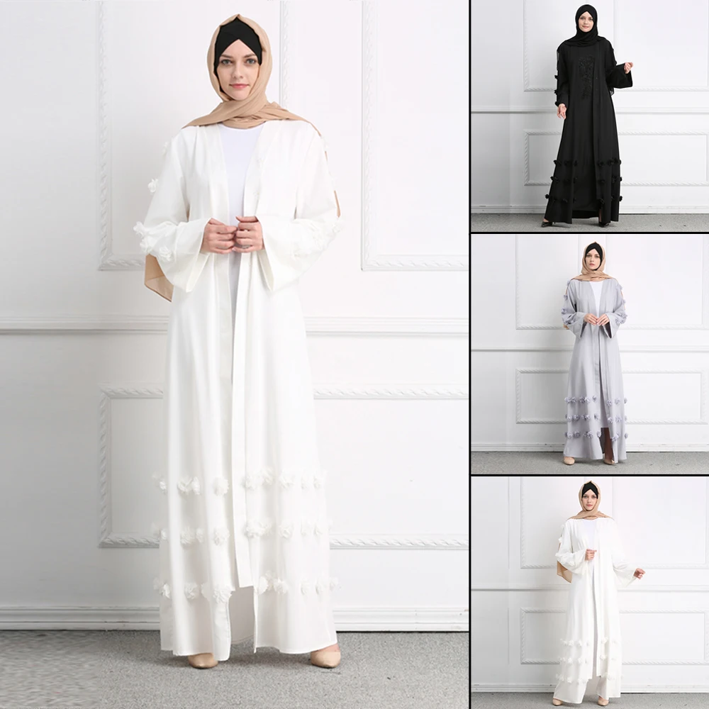 Белое черное мусульманское платье для молитвы abaya s кимоно с длинным рукавом Дубай Арабский турецкий Исламская одежда для женщин Moslim Jurken