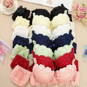 

Japanese lingerie set thin embroidery push up bra set sexy lace underwear set Floral bras for women bra and panty set bh