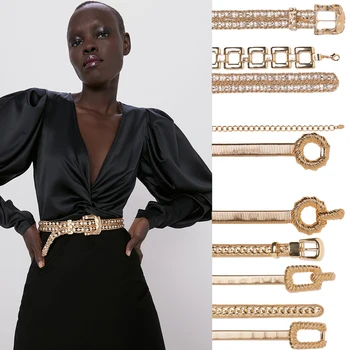 

ZA New Gold Color Belt For Women Wedding Metal Hook Closure Simulated Pearls Jewelry Girls Trendy Gift Wholesale Crystal Belt