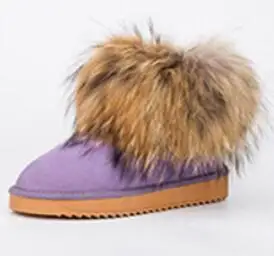 purple Новые женские ботинки; кожаные зимние ботинки на лисьем меху; женские зимние ботинки; австралийские женские зимние ботинки; женские ботильоны; botas Mujer - Цвет: purple
