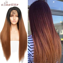 S-noilite синтетический парик на кружеве 12,5 ''x 3'' Омбре яки прямые волосы парик на шнурке длинные парики для женщин Косплей парики на Хэллоуин