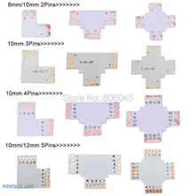 5 шт. L T X форма 8 мм 10 мм 12 мм 2pin 3pin 4pin 5pin 6pin Одноцветный CCT RGB RGBW RGB+ CCT светодиодный Светодиодная доска PCB разъем сплиттер