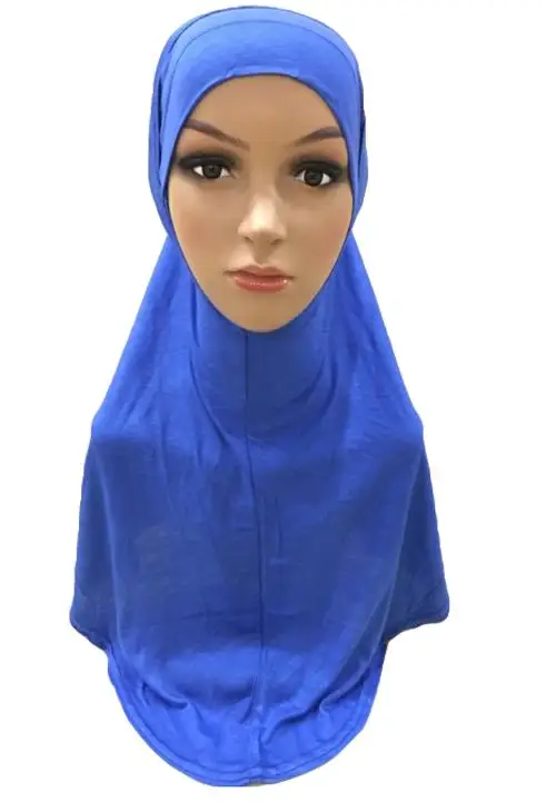 Комплекты мусульманский женский хиджаб шарф+ шапка головной убор исламский тюрбан шаль исламский молитвенный шейный платок нижнее белье платок Новинка - Цвет: Королевский синий