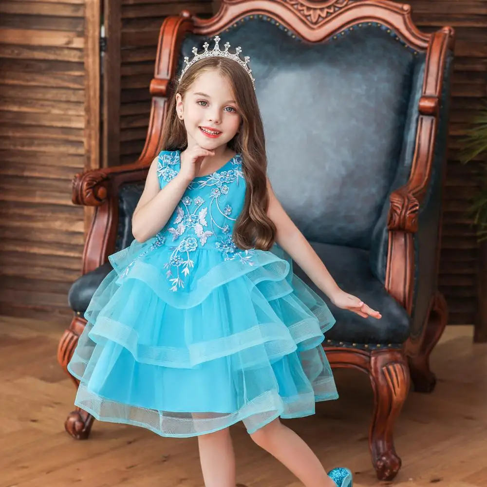 Новинка 2019 года короткие пышные Детские платья-пачки с вышитым жемчугом и