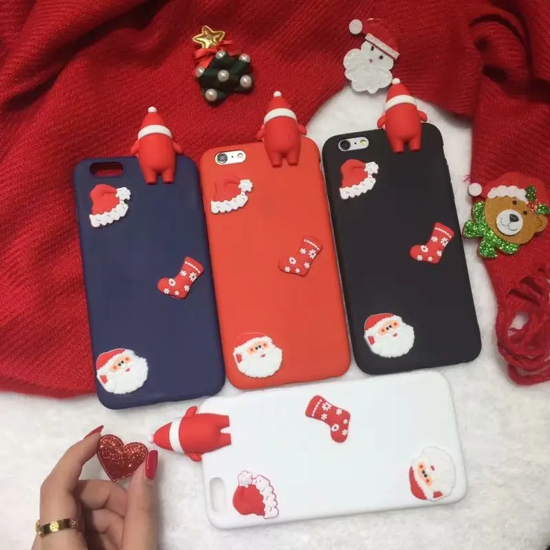 Рождественские мягкие ТПУ чехлы для Xiaomi Mi 6X 5X S2 CC9 CC9E милый 3D Санта Клаус С Новым