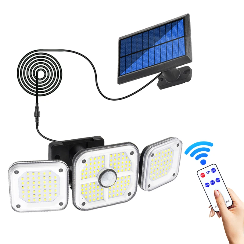 

Solar Outdoor Lights with 186 LED 3 Lighting Modes, 3 Adjustable Heads, 270° Wide-Angle Lighting for Indoor Front Door Garage