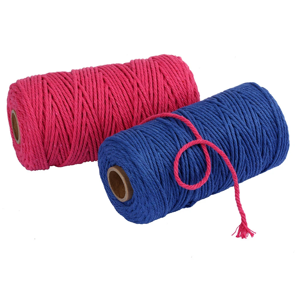 3 мм, хлопок, шнур, цветной шнур, витая веревка для рукоделия, многоцветная, хлопок, лен, веревка, домашний текстиль, 100 м