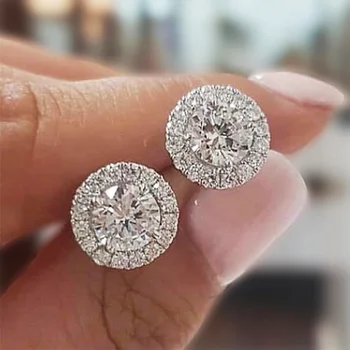 Huitan Classic Round Cubic Zirconia Prong Setting Women’s Stud Earring 6 Color Delicate Wedding Engagement Evening Party Jewelry