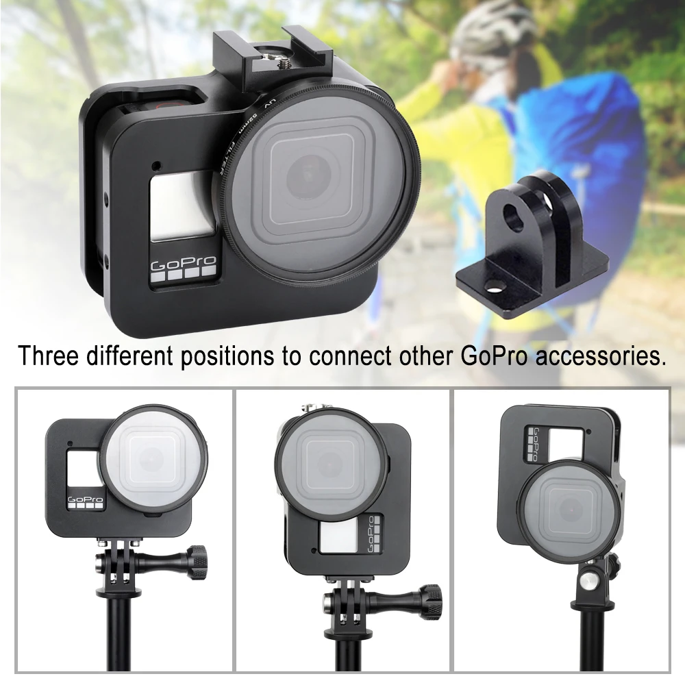 Liga de Alumínio Protetor para Gopro Gaiola + Filtro uv para go Case Hero Preto Metal Quadro Lente Pro Câmera Acessórios 8 - Image 6