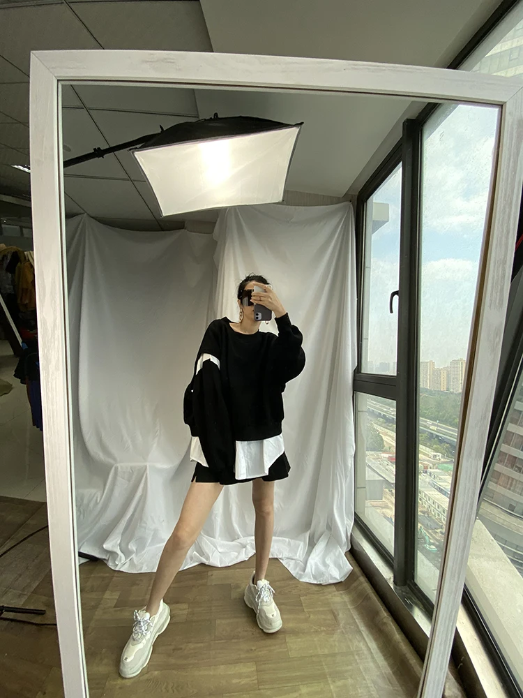 New Spring Autumn Women Hoodies Long Sleeve Pullover Cotton Patchwork Hoodie Female Fashion Sport Hooded Sweatshirt
