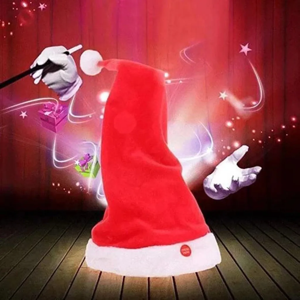 Музыкальная Рождественская шляпа Поющая и Танцующая забавная плюшевая игрушка в шапке забавные рождественские украшения для дома Рождественская шляпа шапки для Санта-Клауса