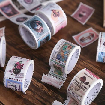 

1 Roll Vintage Stamp Series Paper Washi Tape Adhesive Tape DIY Scrapbooking Sticker Label Masking Tape Album Diary