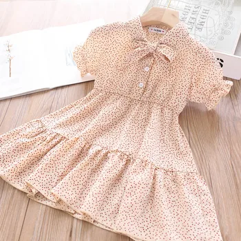 

2020 Summer Girls Ribbon Printed Dress Children's Dress Children's Clothing Wholesale