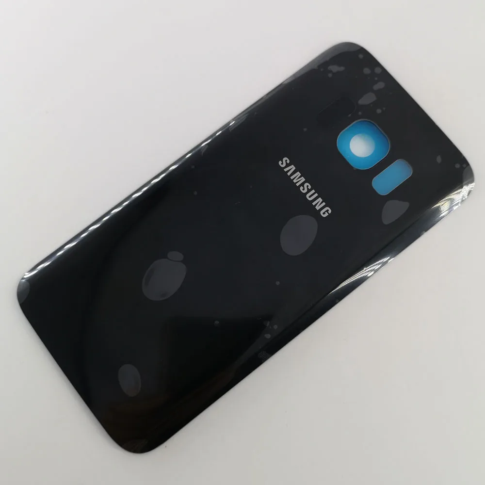 Черный Samsung S7 задняя крышка батарейного отсека 3D стеклянный корпус крышка для samsung Galaxy S7 G930F G9300 задняя дверь+ клейкая наклейка - Цвет: Черный