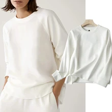 

Maxdutti Winter Hoodies England Style Fashion O-neck Causal White Color Solid Simple Loose Sweatshirt Pullovers Tops