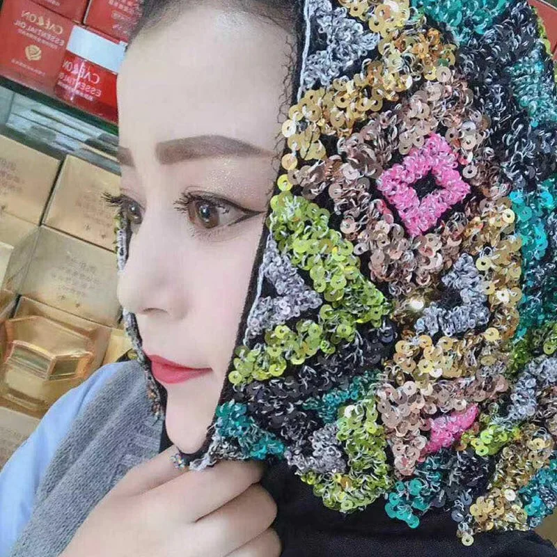 Головной платок мусульманские женщины свадебный хиджаб с блестящими блестками