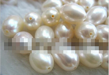 +++817 wholesal 30pcs freshwater pearl white drop 8-11mm half hole beads nature | Украшения и аксессуары