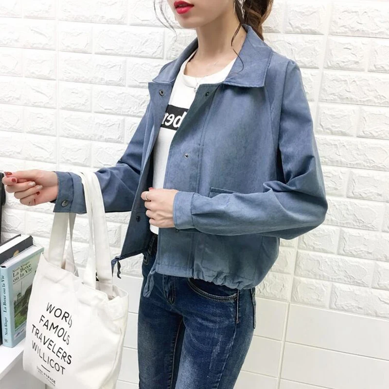 Autumn Winter Korean Loose Long Sleeved Short Jacket Women Outerwear Solid Coat 5 Colors