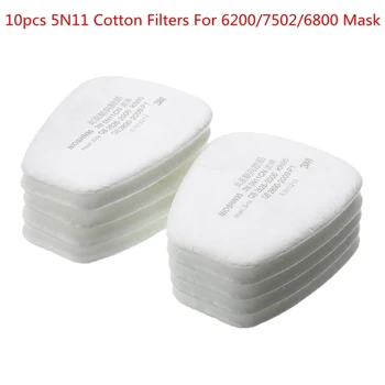 10pcs/set 5N11 Cotton Filters N95 Replacement For 6200/7502/6800 Gas Dust Mask Accessories Chemical Respirator Painting Spraying