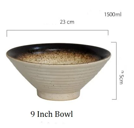 9 Inch Bowl Керамическая чаша в японском стиле, салатник для лапши, домашняя рисовая ГОВЯЖЬЯ, трамбинг, обеденная чаша, столовая посуда - Цвет: 9 Inch Bowl
