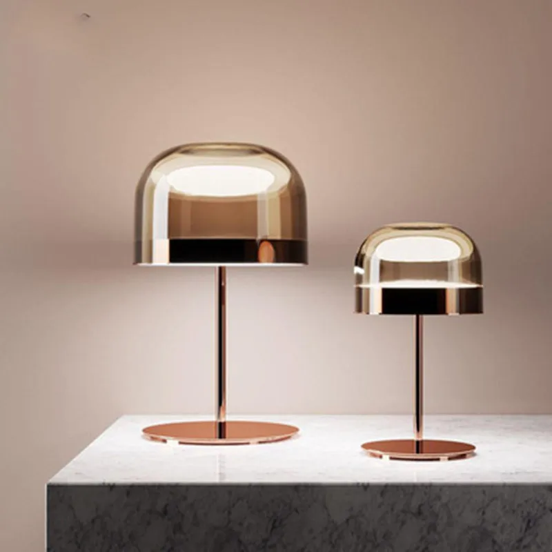 

Modern Nordic Minimalist Metal Glass Table Lamp Italy Design Rose Gold Table Light Bedside Lamp For Living Room Study Bedroom