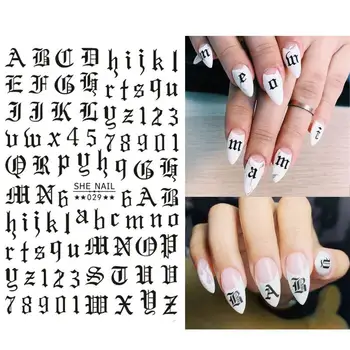 

1 Sheet 3D Alphabet Nail Sticker Cute Unique Pattern Self-Adhesive Nail Art Decals Transfer Sticker DIY Design