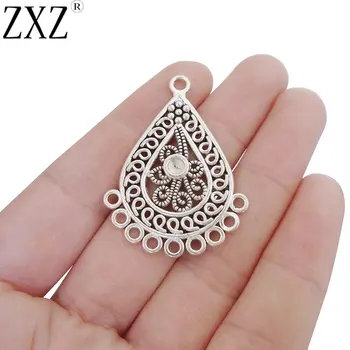 

ZXZ 10pcs Waterdrop Chandelier Charms Multi Strand Connector 3mm Blank Cabochon Setting Earring Making Findings