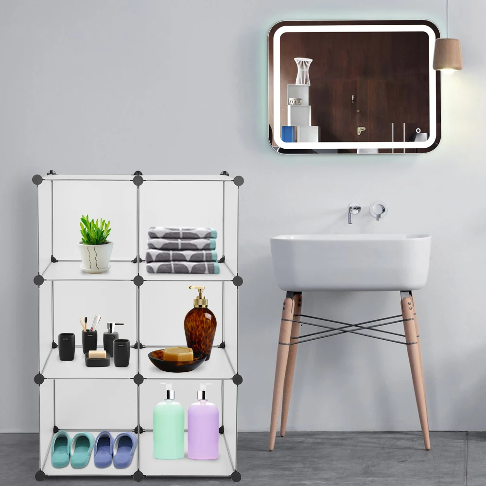 

6 Cubes Shoe Rack Cube Storage Organizer Diy Plastic Modular Closet Cabinet Storage Organizer White Color 108 X 36 X 108cm