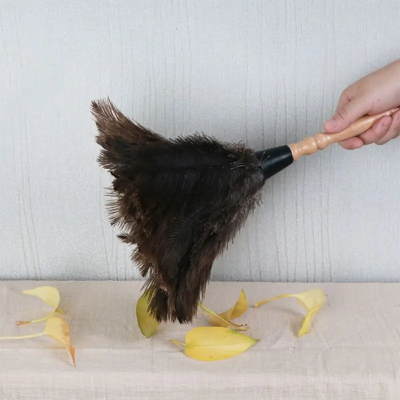 1 шт. антистатические страусиные перья меховая щетка пылеочиститель деревянная ручка инструмента 72XF