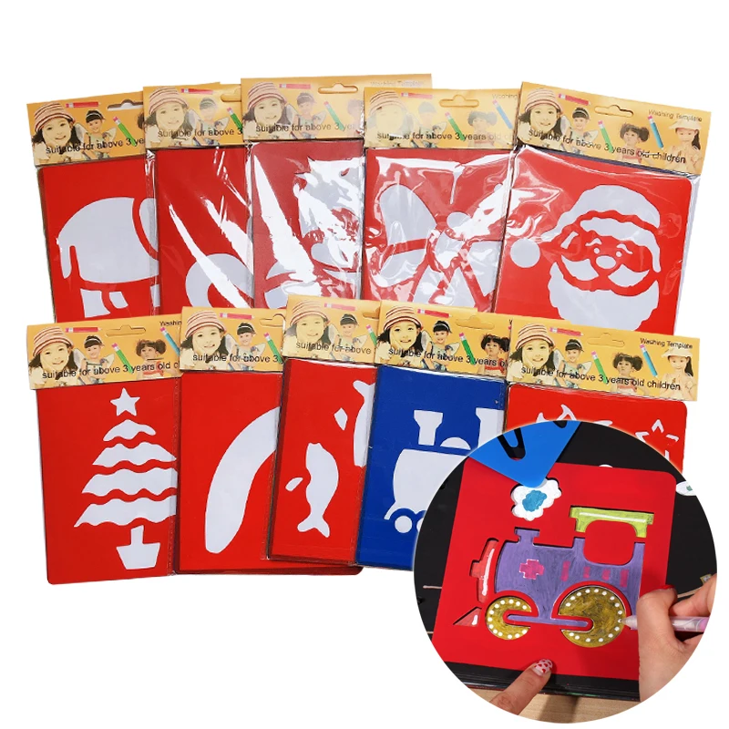 1 Набор волшебных цветных радужных скретч бумажных карт с трафарет для граффити для рисования DIY художественная живопись Рисование игрушки Детские подарки ZXH