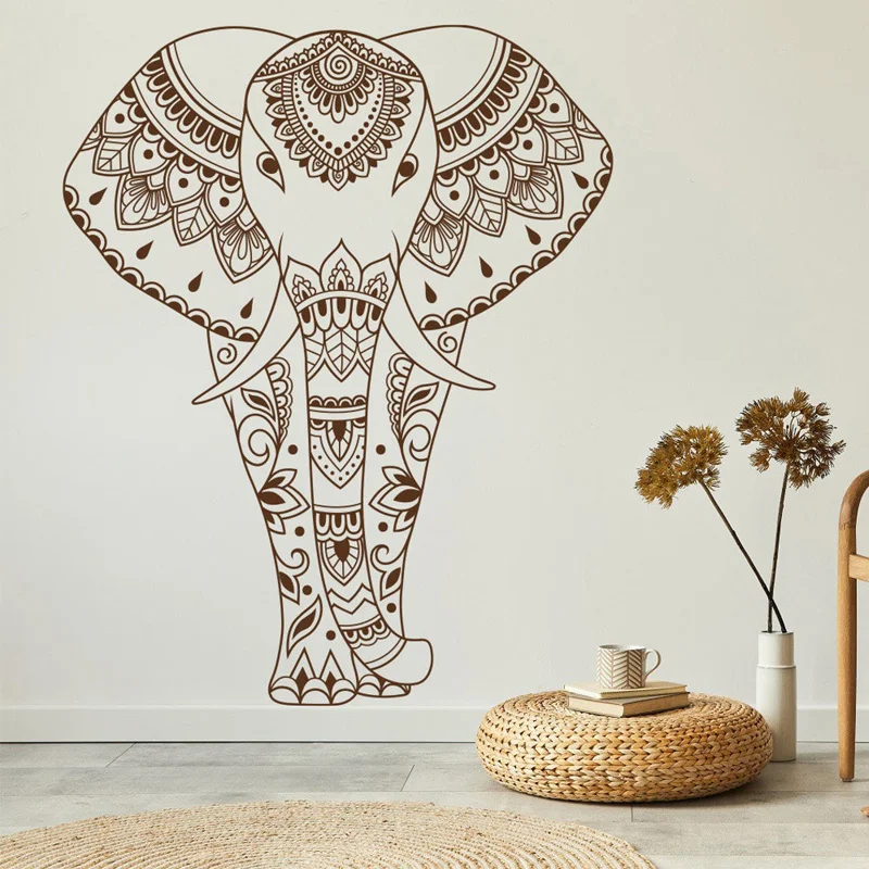 Boho elephant Indian decals vinyl interior home decor living room bedroom mandala animals wall stickers removable murals S543