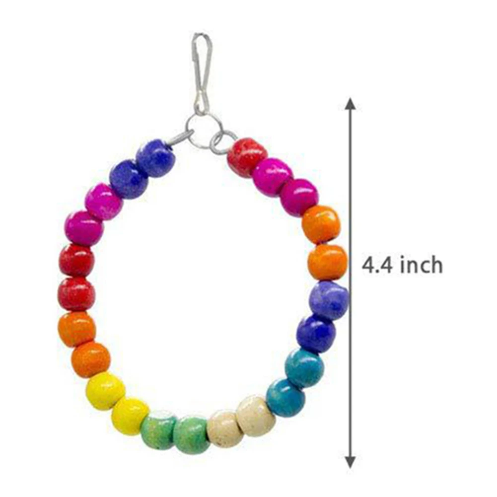 8Pcs Pet Bird Parrot Chew Toy Parakeet Budgie Cage Hammock Swing Toy Wooden Beads Bell Rattan Ball Hanging Swing Cage Chew Toy