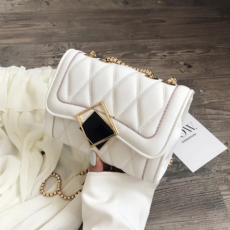 

Autumn New Style Korean-style Western Style Square Sling Bag Versatile Shoulder Fashion Rhombus Chain Bag INS Western Style WOME