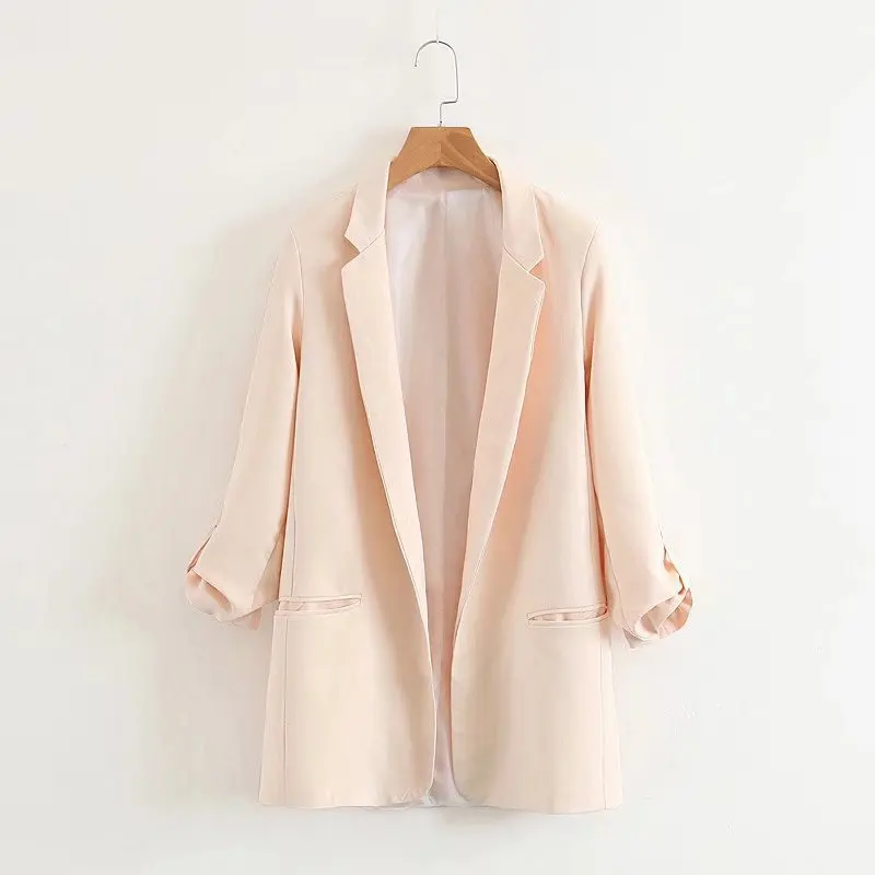 

2018 Western Style Early Spring WOMEN'S Dress New Style Rollable Sleeves Suit