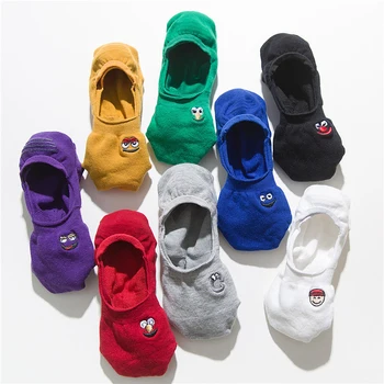 

Kawaii Embroidered Expression Women Socks Happy Fashion Ankle Funny Socks Women Cotton Summer 1 Pairs Candy Color dropship